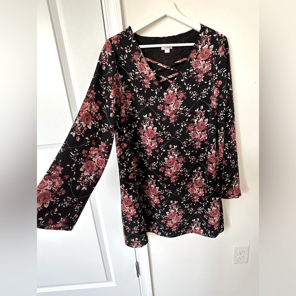 Bell Sleeve Mini Floral Dress